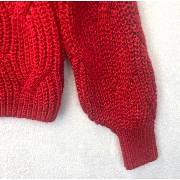 NWT American Eagle Cable Knit Oversized Slouchy Sweater Womens Small S Red Cozy - Picture 5 of 11